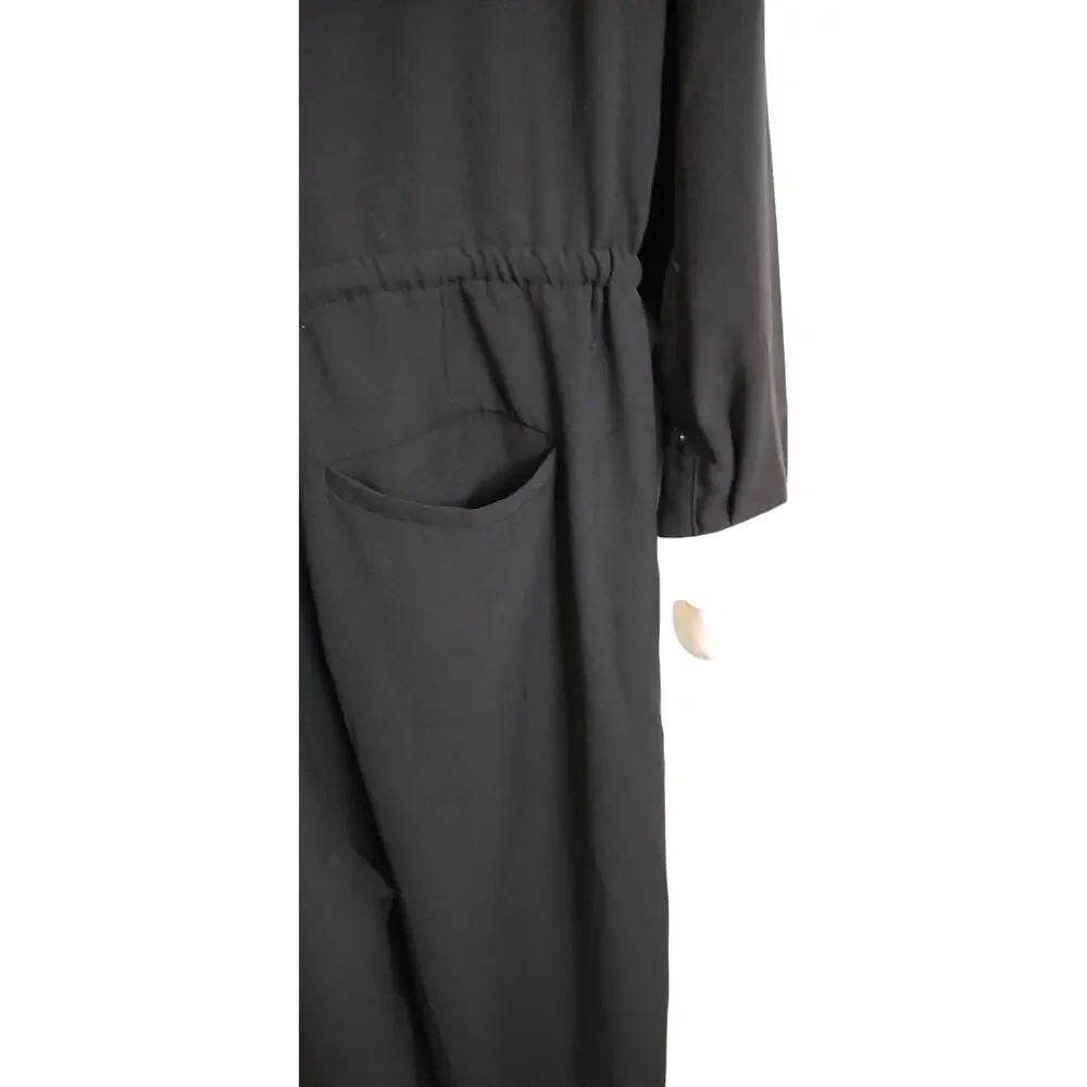 4252) Lauren Ralph Lauren Women Black Jumpsuit with White Accent Collar Size 14 - Picture 6 of 13